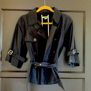 Anthropologie Black Cropped Trench Size 2 XS